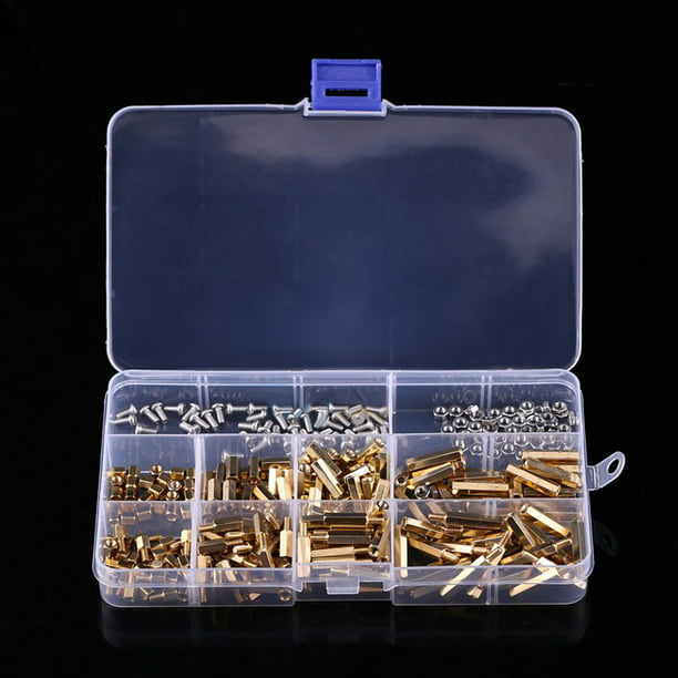 New 300Pcs Brass M2 Hex Column Standoff Spacer Screw Nut Assortment Kit With Box